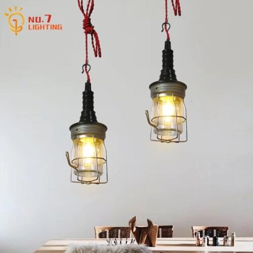 Vintage Retro Industrial Pendant Lights Iron Art Glass Suspension Luminaire Restaurant Clothing Bar Coffee Shop Dining Room Cafe