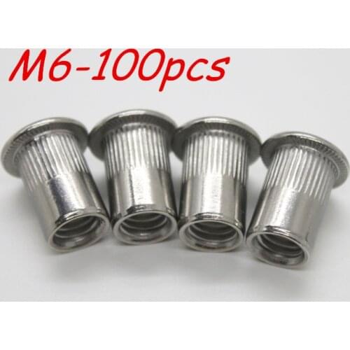 M6 Metric thread 304 Stainless Steel Rivet Nut Rivnut Inserts Nut 100Pcs/Lot Free Shipping