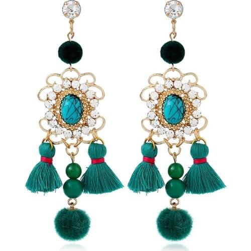 LOVBEAFAS Bohemia boucles d'oreilles Tassel Long Earrings For Women Jewelry Maxi Brinco Statement Vintage Crystal Drop Earrings