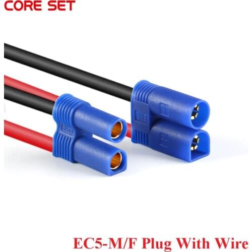 1Pairs/lot EC5 Male Female Plug Connector With Wire 100A RC LiPo Battery Charge Adapter M/F Connector For RC Part