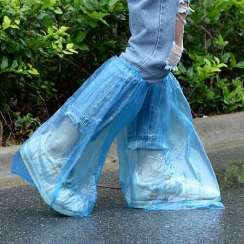 10 Pairs Waterproof Thick Plastic Disposable Rain Shoe Covers High-Top Anti-Slip