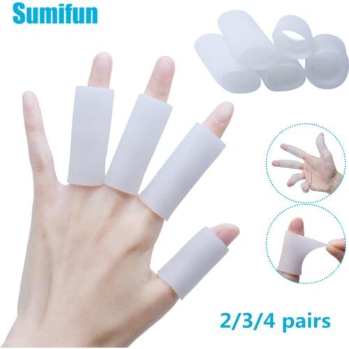 2/3/4 pairs Sleeves Separators Protector Prevent Injuries Skin Blisters Callus Soft Silicone Gel Tube Finger Protector Care Tool