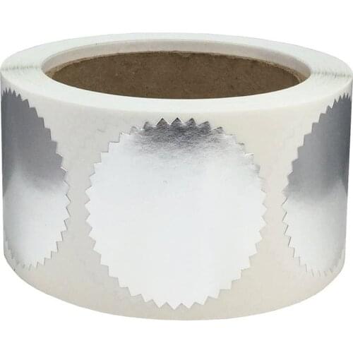 2021 Trend 500 PCS Envelope Package Seals Serrated Edge Color Coding Labels Metallic Silver Certificate Award Stickers