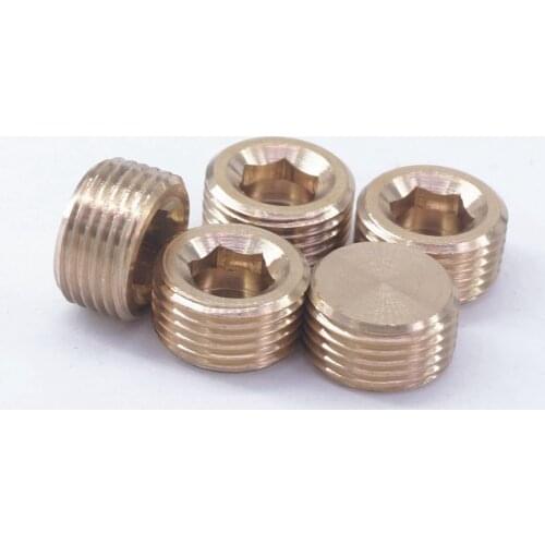 3/8" BSPP male Thread Brass Pipe Countersunk Plug Internal hex head socket Allen Head Pipe fittings