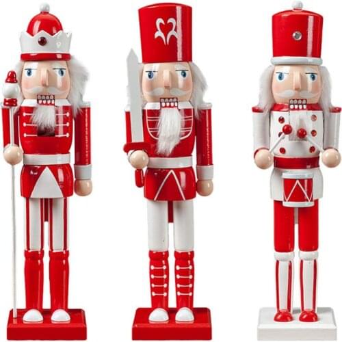 3PCS/Set Cute Puppet Toy Gift Christmas Wooden Nutcracker Soldier Jewelry 38CM Childrens Room Decoration Ornament