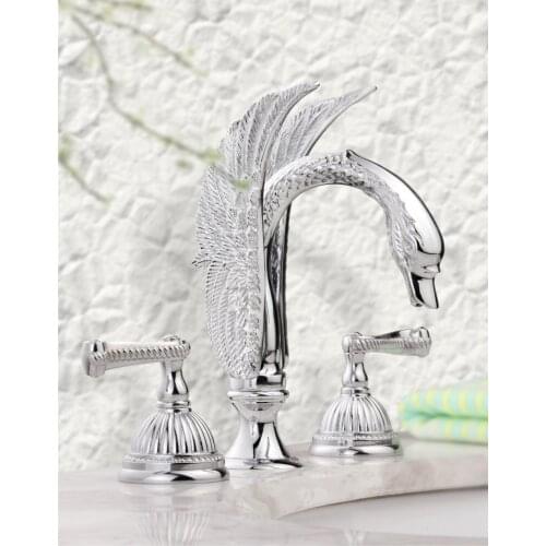 Free shipping 3 PCS ROMAN SWAN FAUCET SWAN SINK FAUCET WITH Lever HANDLES
