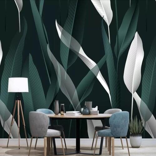 Milofi custom 3D wallpaper mural hand painted Nordic modern minimalist tropical leaf background wall decoration painting wallpap