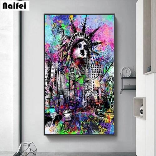 5D DIY Diamond Painting Art Abstract New York Cityscape Full Drill Embroidery Liberty Cross Stitch Mosaic Rhinestone Home Decor