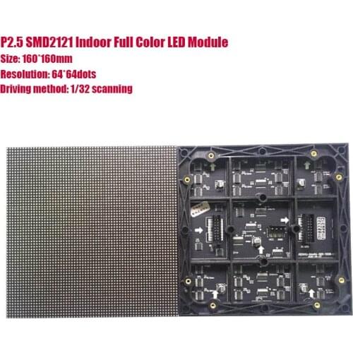 64*64dots indoor P2.5mm led module 32scan SMD2121 full color hub75 160x160mm led screen HD small pixel panels