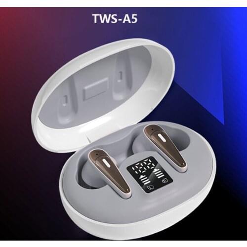 A5 TWS Earplugs Wireless Bluetooth 5.0 Headset Portable Music Headset Binaural Call High Power Display Headphone