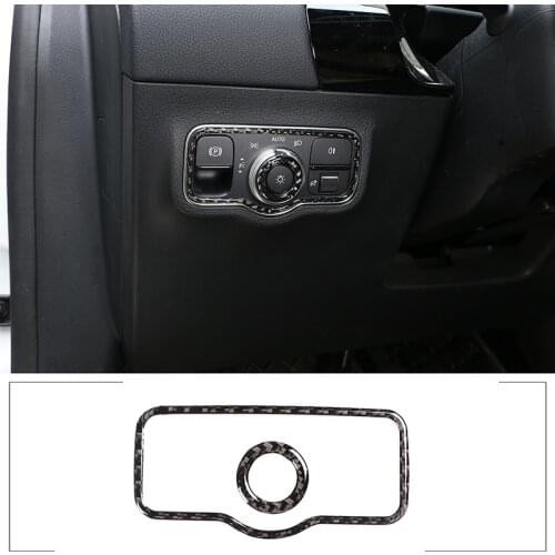 Car Interior Carbon Fiber Headlight Switch Frame Cover Trim Accessories For Mercedes Benz B GLB Class W247 X247 2019-2020