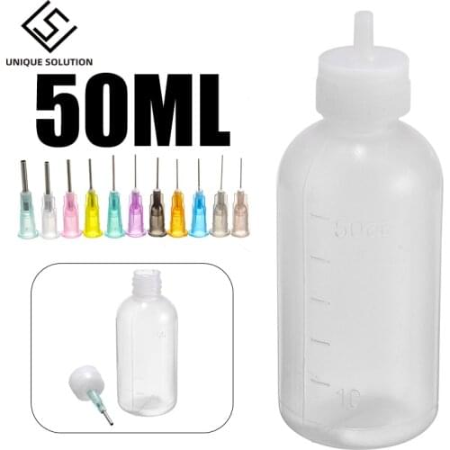 Free Shipping 50ml Empty E-liquid Plastic Rosin Flux Alcohol Bottle For Dispenser Rosin Solder Flux Paste +330 Needles