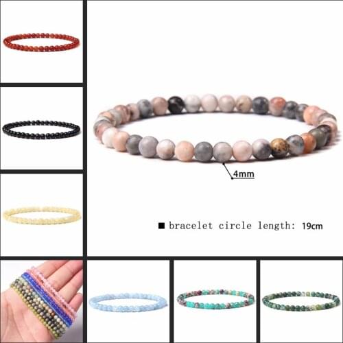 4mm Small Beads Bracelets For Women Men Natural Stone Bracelet Labradorite Agat Cat Eye Jades Stretch Rope Bangles Reiki Jewelry