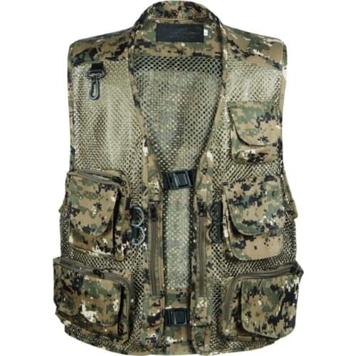 Plus Size Quick-Drying Camouflage Hunting Vests Polyester Mesh Fishing Life Vest Jacket Multi-Pocket Outdoor Photography Vest
