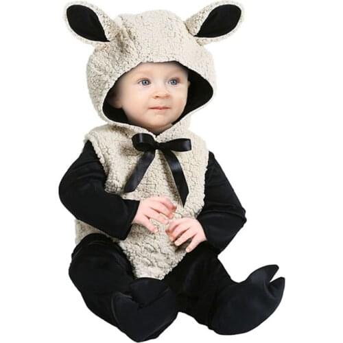 Baby Little Lamb Cosplay Costume Infant Warm Cute Clothes Soft Halloween Overall Zipper Onesie Boy Girl Suit Cartoon Outfit