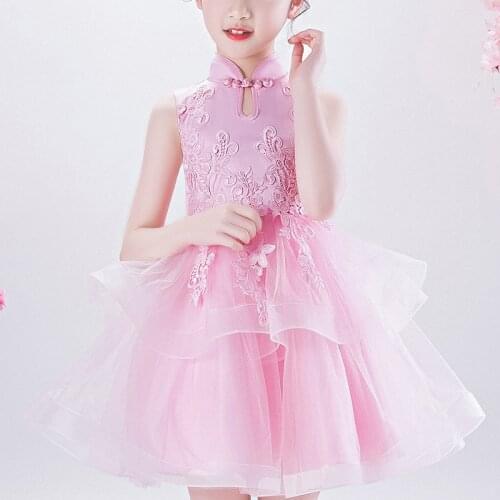 Kids Dresses For Girls Wedding Party Frock Flower Ball Gown Princess Summer Girls Dress Childrens Teenager Short Dress 201
