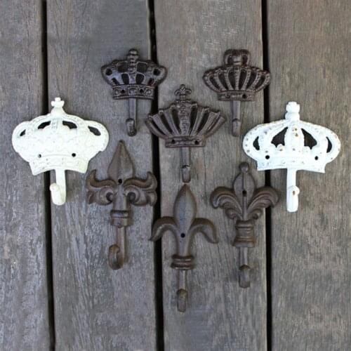 European crown series retro cast iron wrought clothes hook coat decorative wall decoration