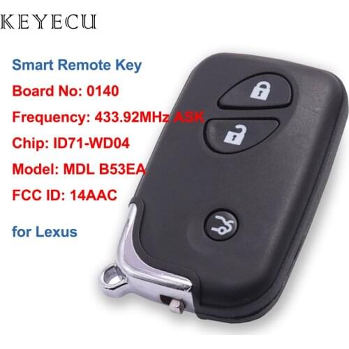 Keyecu Smart Remote Key forLexus ES350 IS250 IS350 GS300 GS350 GS430 GS450H GS460 LS460 LS460 LS600H PCB 0140 Model: MDL B53EA