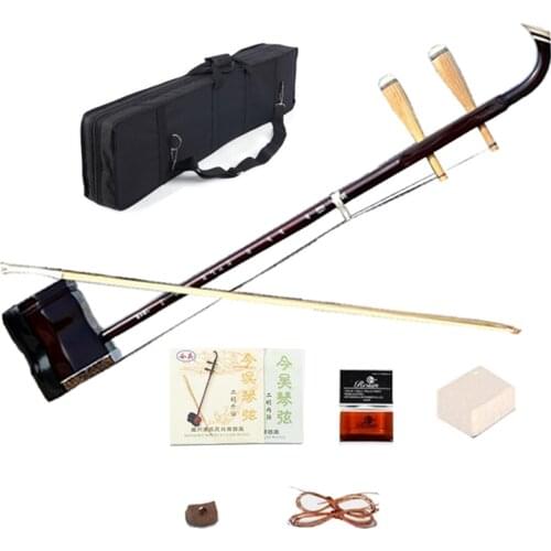 Chinese Erhu Solid Wood Two strings violin Exclusive Engraved Code Urheen Musical Stringed Instruments with Rosin bow and Case
