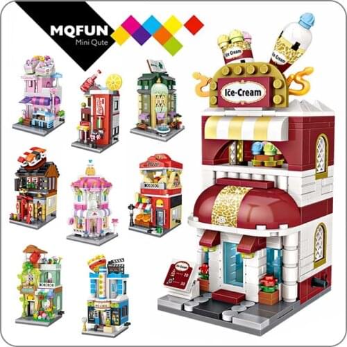 LOZ Mini Block Restaurant Architecture Model Building Blocks City Series Mini Street Store Cinema Shop Toy Children Bricks