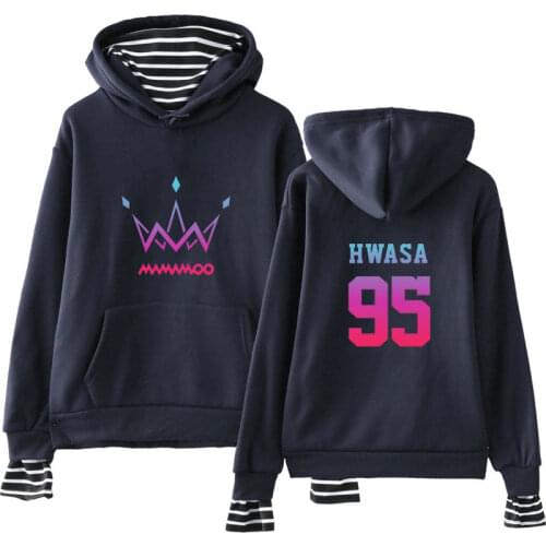 Kpop MAMAMOO Purple Fake Two Hoodies Women Casual Korea Hot Sale Sweatshirt Casual New Arrival Girl Hoodies Printed sweatshirt