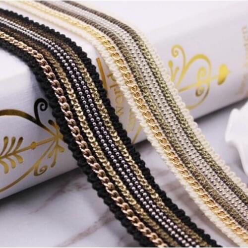 10Yard Gold Sequin Chain Lace Ribbon Paillette Sequined Webbing Home Textile Belt Hair Accessories DIY Dentelle Sewing Applique