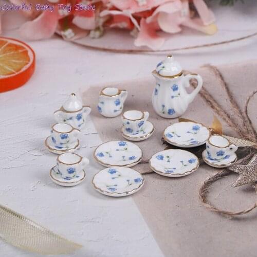 1 Set Miniature Food And Play Scene Model Doll House Accessories Mini China Tea Cup Bottle Set Ceramic Tea Set
