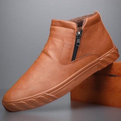 Fashion high top Male snow winter sneaker zipper shoes Mens Casual Shoes Winter Outdoor Waterproof Warm fur Sneakers A31-36