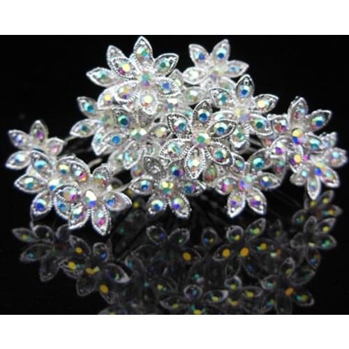 60 Pcs Fashion Ladys Rhinestone Bridal Wedding Bridesmaid Flower Headband Hair Pins X61