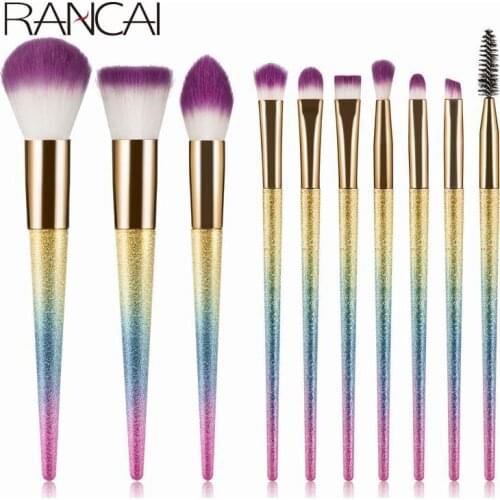 10pcs 3D Makeup Brushes set Gradient Fan Countour Powder Foundation Blusher Eyeshaow Eyelashes Brush Fantasy Cosmetic Beauty Kit