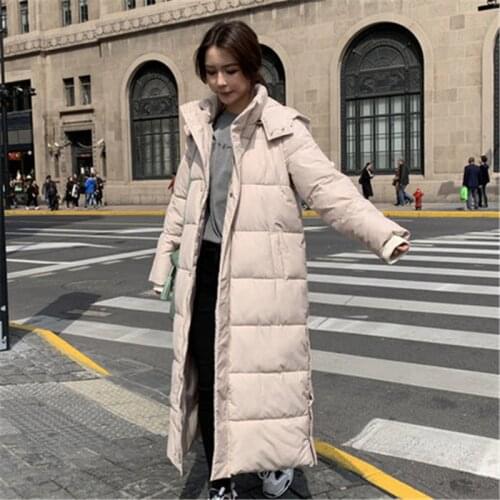 New Arrival Parkas Winter Warm Thicke Cotton Coat Female Long Down Jacket Winter Korean Loose Parkas Hooded Cotton Jacket Coat
