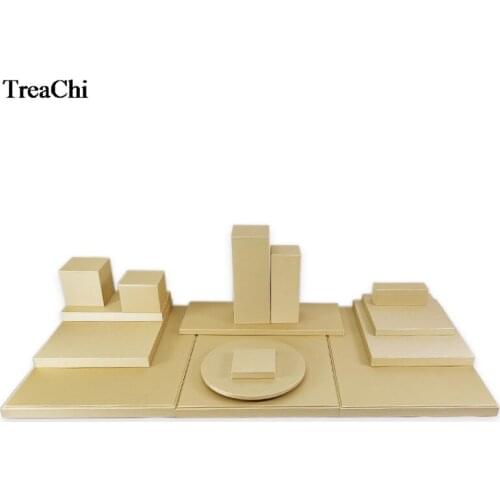 New Creative Gold PU Jewelry Counter Showcase Porfessional Gold Jade Silver Bead Stone Jewelry Display Organizer Board Tower