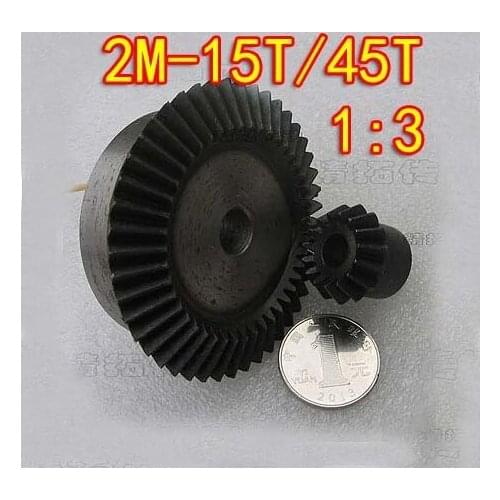 2M-15T/45T- 1:3 Umbrella gear steel 45 surface hardening bevel gear-Dimaeter:32mm/92mm