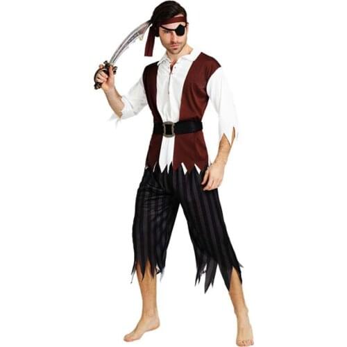 Pirate Costume Cosplay Adult Men Carnival Party Purim Halloween Christmas Adult Stage Performance Role Play Birthday Party