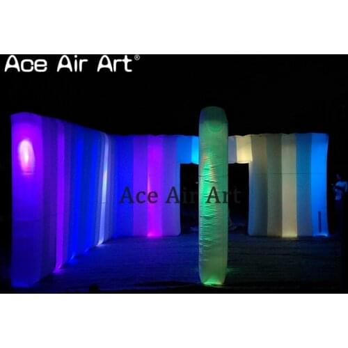 Popular Detachable inflatable partition wall,Change shapes room divider wall with colorful lights for display