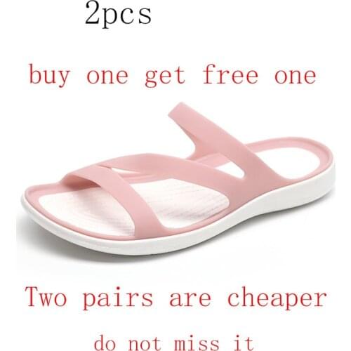 2PCS Women Ladies Female Slippers Outdoor Indoor Women Summer Sandals For Women Slides Soft Beach Flat Flip Flops Womens Shoes