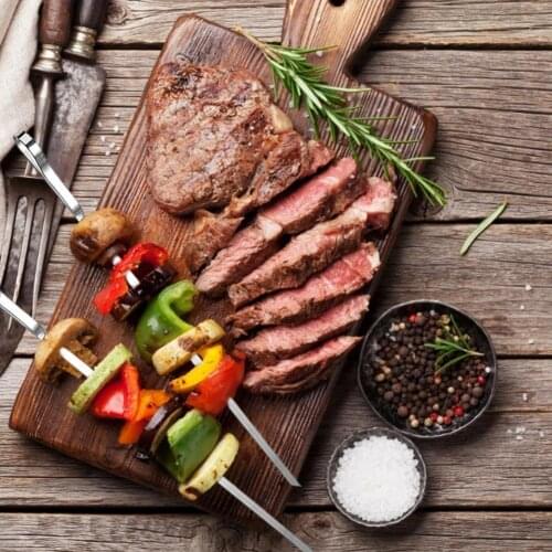 10PCS Kabob Skewer Flat Metal Stainless Steel BBQ Barbecue Sticks Outdoor Camping Picnic Tools Kitchen Barbecue Accessories