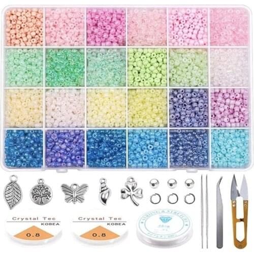 Glass Seed Beads Starter Kit,12000 Pcs 3mm Small Craft Beads with Jump Rings for DIY Bracelet Jewelry Making Supplies
