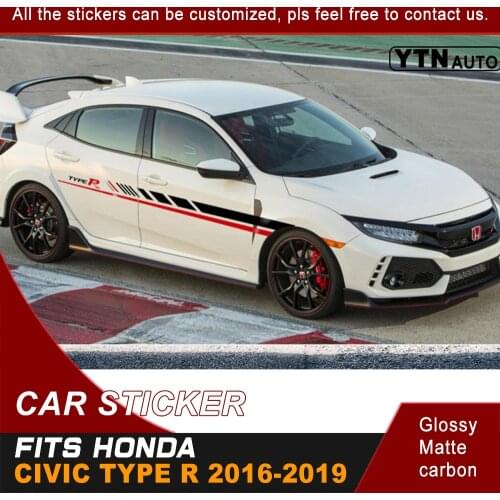 Fit For HONDA CIVIC TYPE R 2016-2019 Cool Car Sticker Side Door Stripe Racing Styling Graphic Vinyl Decorative Car Decals Custom