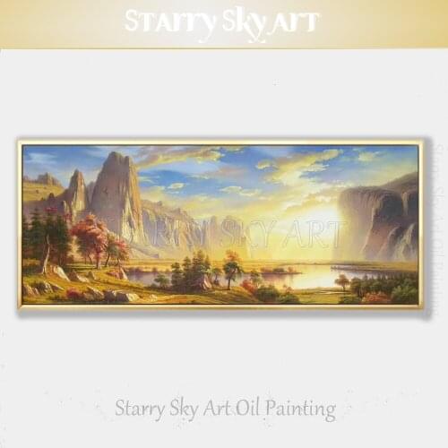 High Skills Artist Pure Hand-painted High Quality Sun Raise Landscape in Park Oil Painting on Canvas Natural Park Oil Painting