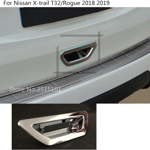 Car Rear trunk handle bowl ABS Chrome Stick Detector Trim Frame 1pcs For Nissan X-trail xtrail T32/Rogue 2017 2018 2019 2020