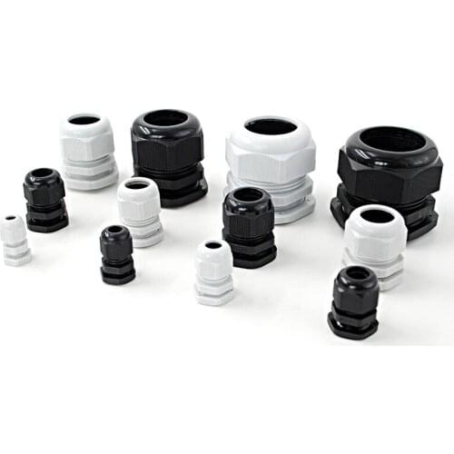 10pcs IP68 PG19 PG21 PG25 for 12-21mm Wire Cable CE White Black Waterproof Nylon Plastic Cable Gland Connector