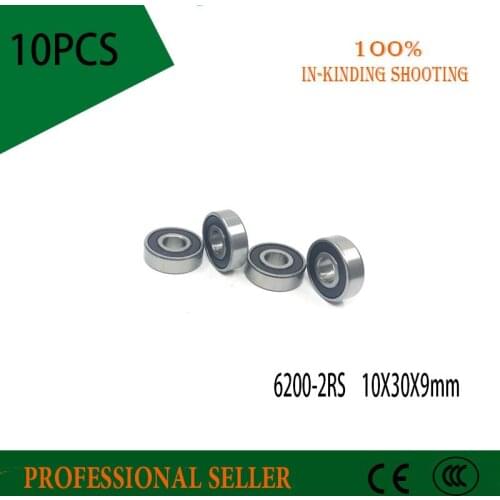 10pcs/Lot 6200-2RS 6200 RS 10x30x9mm ABEC-5 Rubber Sealed Deep Groove Ball Bearing Miniature Bearing Brand New