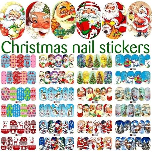 12 Sheets Christmas water transfer nail art decoration stickers nails decals accessoires tools A1120-1149 Santa Claus reindeer
