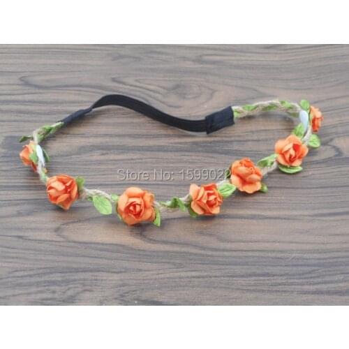 14pcs/lot Bohemian Elastic Hair Bands for Kids Children Women Girls Hemp Hippy Head Bands Bridal Circlet Gypsy Headpiece