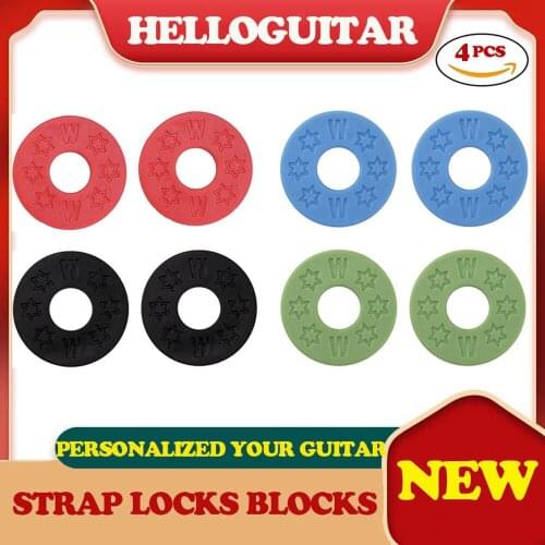 4pcs Electric Guitar Strap Locks Blocks Rubber Material Bass Guitar Strap Lock For Guitar Parts & Accessories