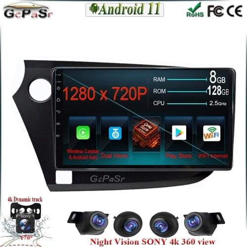 6+128G Android 11 Car Multimedia Player For HONDA INSIGHT 2009-2014 Car Radio Stereo 4G WIFI BT GPS RDS Navigation NO DVD Player
