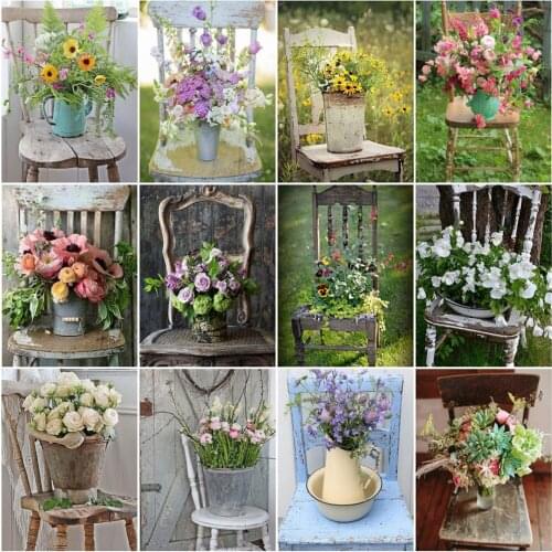 AZQSD Coloring By Number Flower Chair Handpainted Room Decor Painting By Number On Canvas For Adults Acrylic Unique Gifts