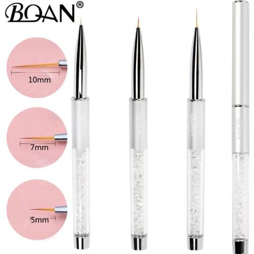BQAN 10pcs Siver Metal Handle Crystal Decoration Nail Art Polish Drawing Pen Salon Liner Brush 1 Lot Selling