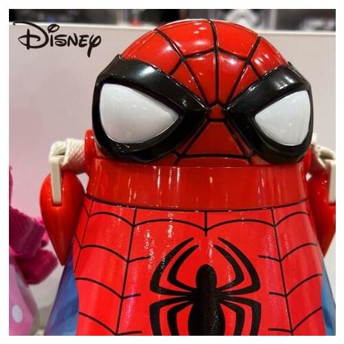 Disney Cup Water Bottle 2021 Mickey Minnie Spider-Man Kids Slant Cup Straw water Bottle portable water cup